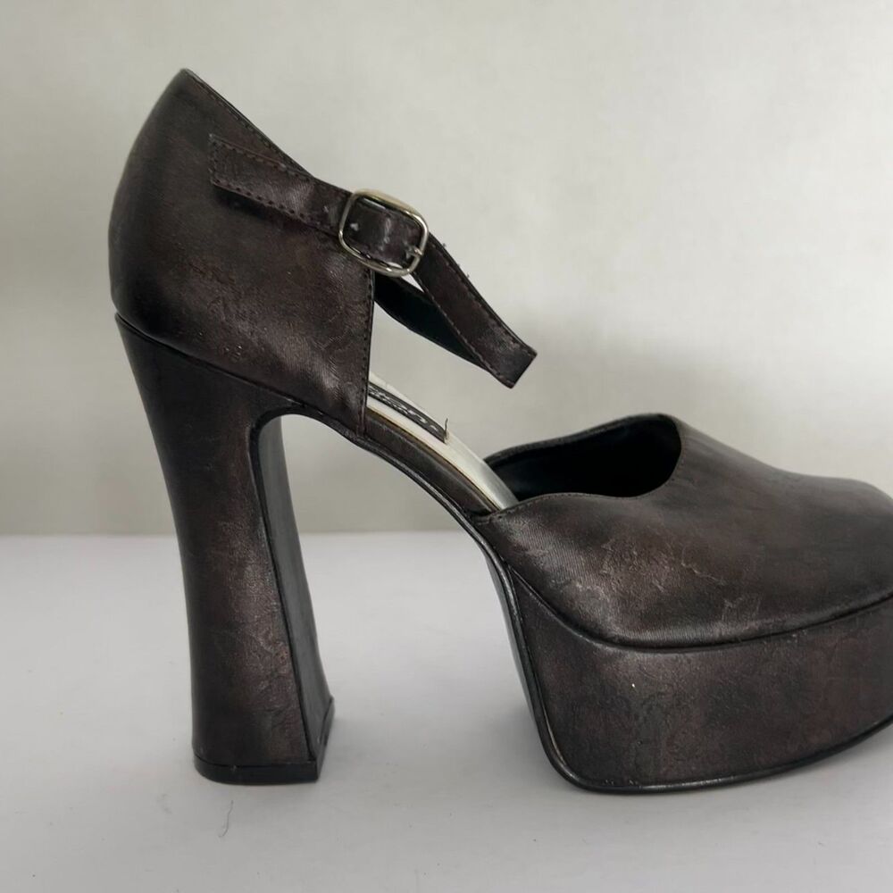VTG 90s Chunky Mary Jane Platform Heels, 9.5, Dark Grunge Whimsigoth Bratz Fall